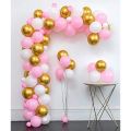 Pack of 50 (20 Pink + 20 White + 10 Golden Latex Balloons ) High Quality latex baloons for Birthday Balloons 14 Inch Pink and White Theme Birthday Party, Decoration, Weddings, Welcome/Kids Party Balloon.. 
