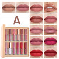 SAM SUGAR 12 Colors Book Lip Gloss Set Matte Velvet Non-stick Cup Lip Gloss Lipstick Cross Border Wholesale. 