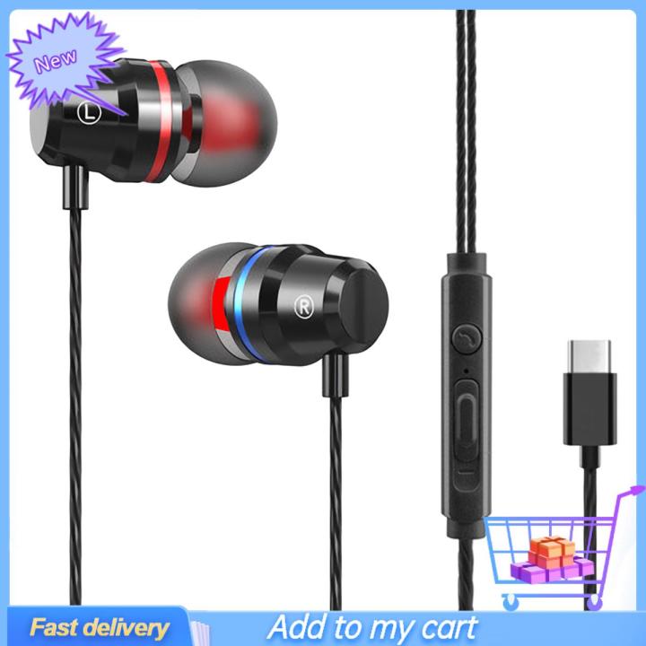 YT6 Wired Earbuds Universal Wire Control Metal Type-C Super Heavy Bass Stereo Music Earphones for Sports