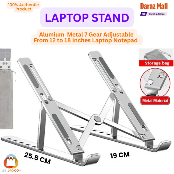 Metal%20Laptop%20Stand%20Portable%20Laptop%20Stand%207%20Gear%20Slot%20Anti%20Slip%20Silicone%20Foldable%20Adjustable%20Laptop%20Stand%20Compatible%20with%20all%20sizes%20of%20Laptop%20Easy%20to%20Carry%20Smart%20Stand%20Strong%20Material%20High%20Quality%20Stand%20Silver%20Color%20-%20Image%202