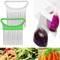 1PC Stainless Steel Onion Holder Slicer Prongs Cutter Chopper Vegetable And Meat Cutter Holder Comb Kitchen Gadget Accessories. 