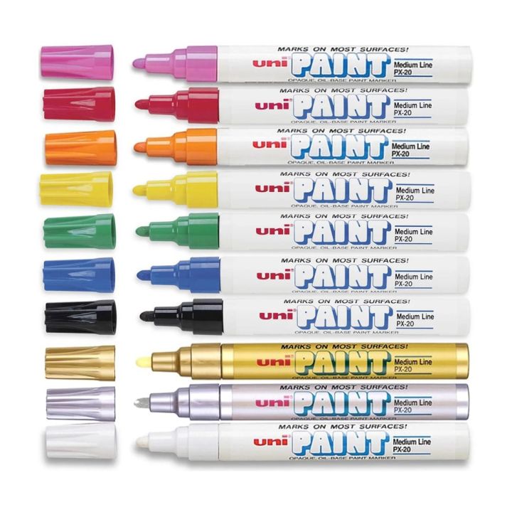 Pack of 10 Uni Paint Markers – Permanent Oil-Based Markers – High Quality – Made in Vietnam – Multi-Surface Use – Waterproof & Fade-Resistant