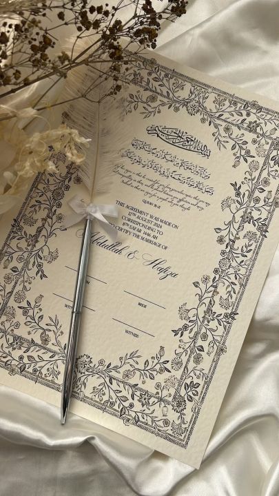 Luxury Floral Nikkah Certificate, Islamic Wedding Contract, Nikkah Nama, Muslim Marriage Certificate, Vintage Floral Print, Floral Wreath A4