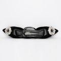 Flat sandals women's shoes green rhinestone wedding toe mules. 