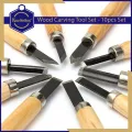 Keep Smiling 10pcs Woodcarving Chisel Set Wooden Handle Hand Carving Tool Wood Carving Tools Art Supplies. 