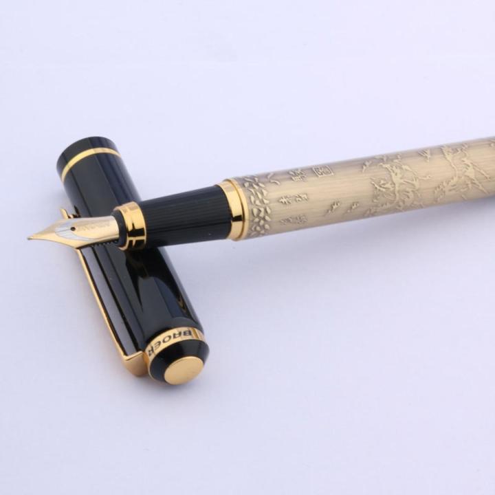 baoer 507 Golden Fountain Pen Xubeihong the eight horses GIFT Medium Nib Stationery Office school supplies