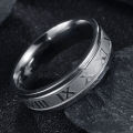 Wide Roman Numeral Men Ring Stainless Steel Simple Smooth Finger Ring Fashion Jewelry. 