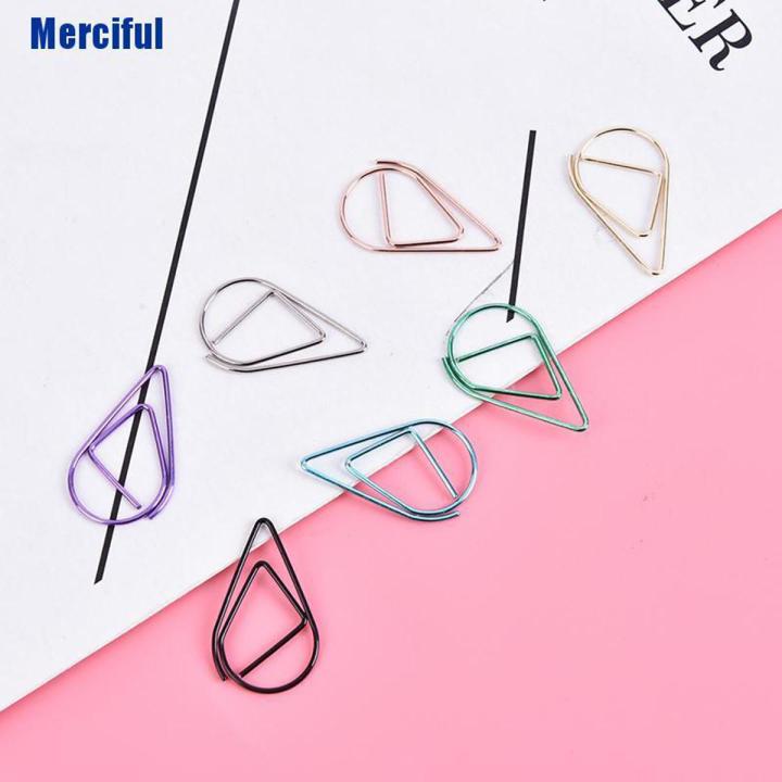 50 Pieces Metal Drop Shape Paper Clips Kawaii Cute Bookmark Clip Stationery