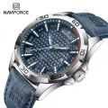 NAVIFORCE Luxury Brand Analog Quartz & Date Leather Straps Waterproof Wrist Watch For Men With Brand Box-NF8023. 