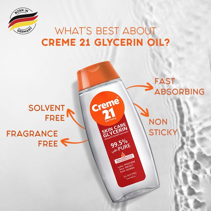 Creme 21 Germany Glycerin Oil 99.5% Pure Glycerin  with Pro Vitamin B5 & Vitamin E Almond oil all Skin Types 100ml / 200ml