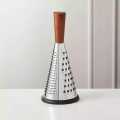 Multifunctional Conical Cheese Grater 3 Sided Stainless Steel Grater with Wooden Handle Round Food Fruit Vegetable Nuts, Cheese, Garlic & Ginger II Handheld Multi Grater Slicer Zester Tower Grater. 