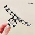 Vintage Women Girls Acrylic Checkered Hair Claw Shark Clip Geometric Grid Headband Hair Clips Hairpins Fashion Hair Accessories. 
