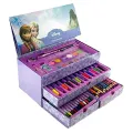 Multi Colour 54 Pieces Kids Art Artist Set in a Box with Drawers Pens Pencils Crayons Paints. 