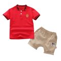 Yfashion 2pcs/set Kids Boys Summer Cute Bear Embroidery Shirt + Shorts. 