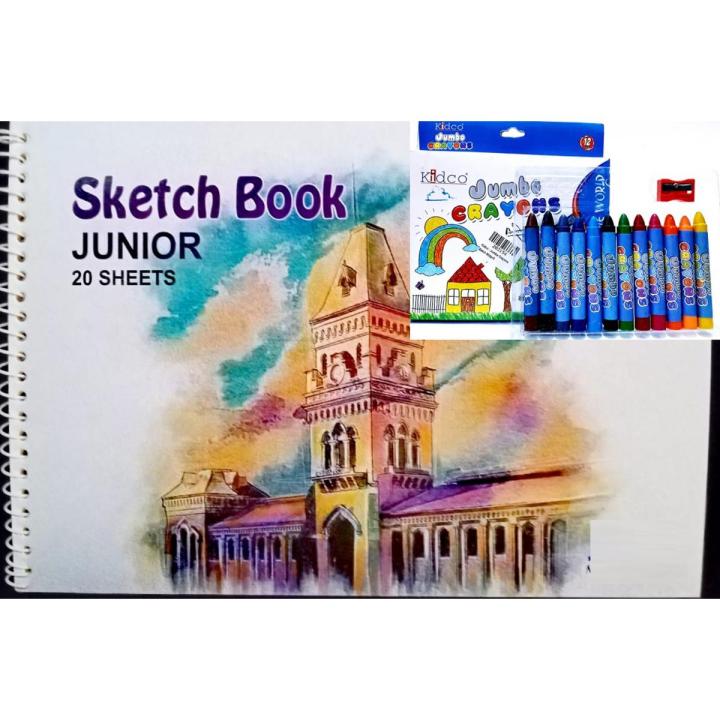 KIDS DEAL (OIL PASTELS SET OF 12 AND SKETCH BOOK )