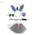 Halloween Party Costumes Cartoon Girls Animal Costume Bunny Headband Novelty Fashion 4pcs with Dress. 