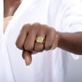 Alphabet A- Z Letter Ring 18k Gold Chunky Name Irregular Gold Ring Adjustable Initial Ring. 