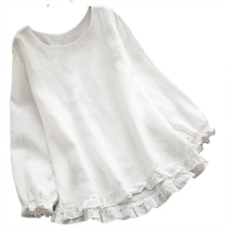 Yfashion%20Women%20Simple%20Fashion%20Long-sleeve%20%20Shirts%20With%20Ruffle%20Pullover%20Round%20Neck%20Solid%20Color%20Loose%20Casual%20Bottoming%20Shirt%20Blouse%20Jacket%20color%20-%20Image%209