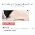 2X Silver Tone Slanted Flat Tip Metal Hair Eyebrow Tweezer Cosmetic Tool for Lady. 