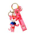 Pink Panther Keychain Cartoon Cute Doll Keyring Fashion Couple Bag Ornament Key Chain Car Pendant Accessories Kids Birthday Gift. 