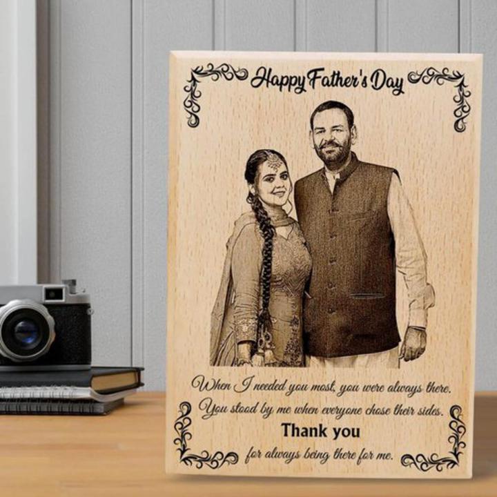 Natural wood frames with customized picture engraved