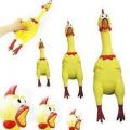 17cm Yellow Screaming Rubber Chicken Toy Pressure Relief Squeak Squeaker Gift. 