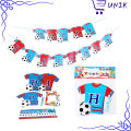 FOOTBALL SOCCER THEME HAPPY BIRTHDAY BANNER SOCCER  THEME BIRTHDAY PARTY DECORATION  happy birthday banner new style happy birthday banner blue happy birthday banner for cake birthday banner decoration set birthday banner for boy HBD banner Flag. 