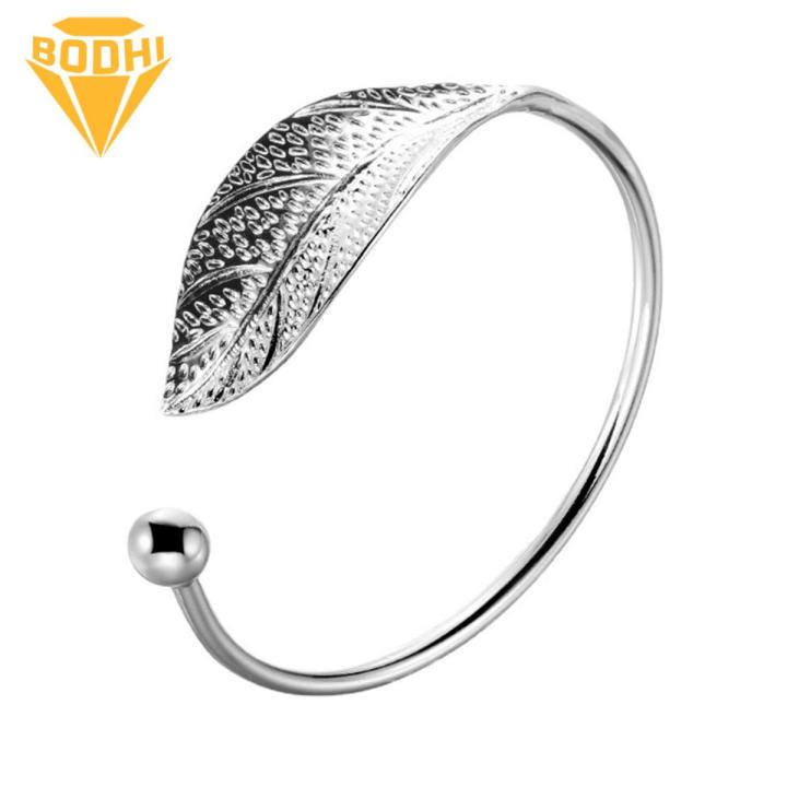 BODHI Cuff Bracelet Opening End Ladies Leaf Bracelet Fashion Accessory