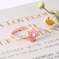 Women Cat Paw Shape Round Heart Cubic Zirconia Inlaid Adjustable Ring Jewelry. 