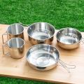 Set of 5 Outdoor Camping Stainless Steel Cookware - Pots, Pans, Glass Set & Gas Stove Pots. 