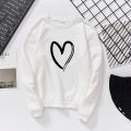 White Heart Printed Sweatshirt For Women - Hoodies For Girls. 