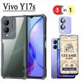 Vivo Y17S 2023 Ceramic Tempered Glass and Shockproof Phone Case for Vivo Y 17 S Airbag Cover Case Matte Full Screen Protector. 