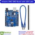 Arduino UNO R3 SMD Edition with USB Cable | ATmega328P Microcontroller Development Board for Robotics, IoT & DIY Projects by Electrica. 