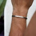 Engraved Stainless Steel Bracelet Custom Coordinate Cuffs For Men Mantra Bracelet. 