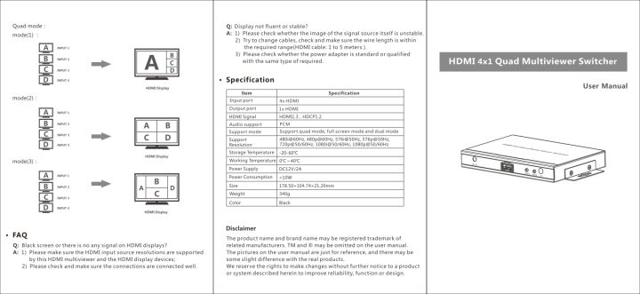 HDMI%204x1%20Multi-viewer%20switcher%20with%20Audio%204K%20Seamless%20Quad%20Screen%20Multi%20Viewer%20Splitter%204%20in%201%20out%20HDMI%20Switch%20Adapter%20IR%20with%20Audio%20.%20-%20Image%206