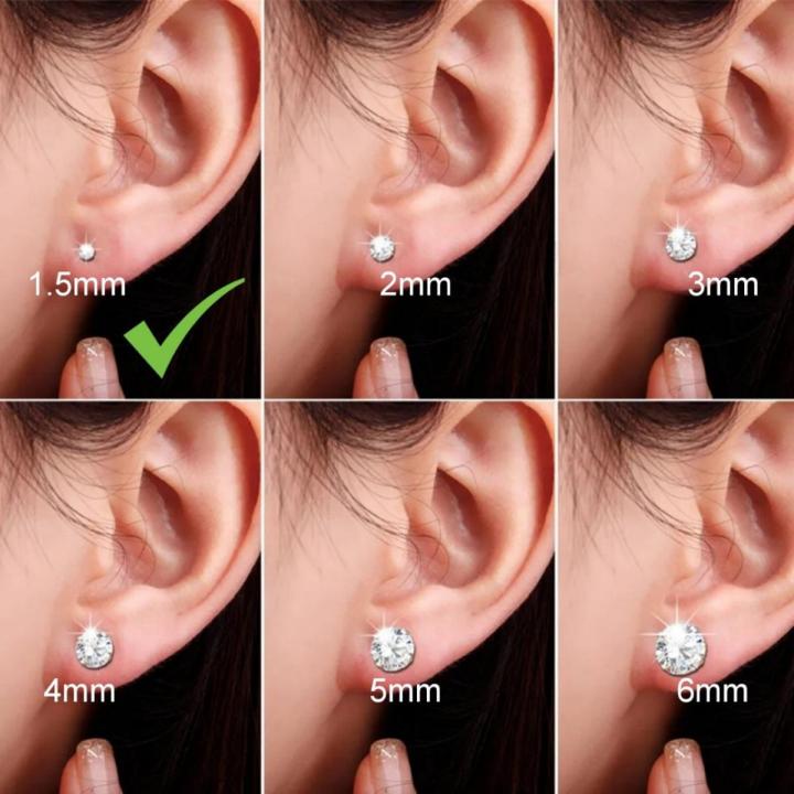 3Pairs Very Tiny Stud Earrings in Pure Chandi with CZ Crystals - Simple Minimalist Small Ear Studs