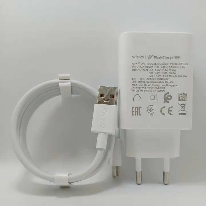 Vivo 44W Charger Original Fast Charging Adapter for Vivo V20 SE