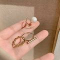 New Simple Golden Color Small Pearl Adjustable Opening C Shape  Pearl Moon Rings for Women Fashion Jewelry Gifts. 