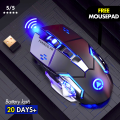 PRO Gaming Mouse RGB with 3200dpi - Breathing LED USB Wireless Optical Computer Mouse with 6 Buttons & Braided Wire including Side Buttons - Mouse with FREE Mouse Pad for laptop, PC, Gaming & Office Use by FunBug. 