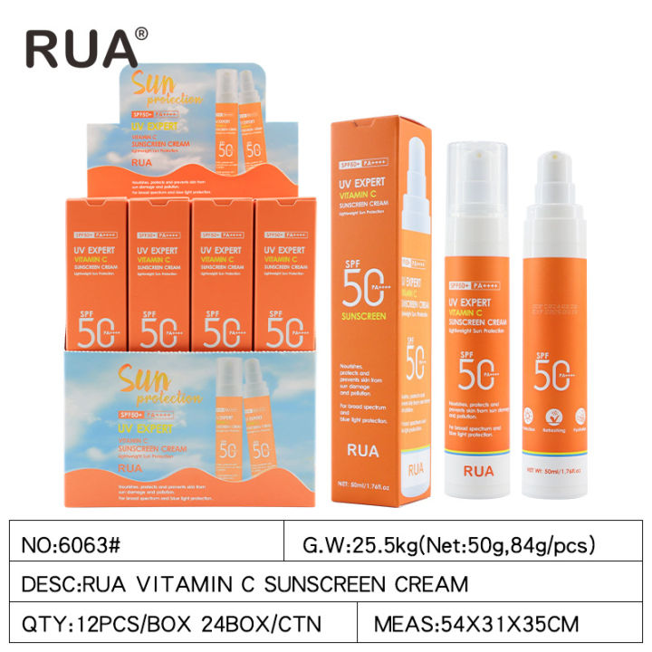 RUA-6063RUA Vitamin C Sunscreen Waterproof Skin Nourishing High Power SPF50 Protective Cream Foreign Trade Factory Wholesale