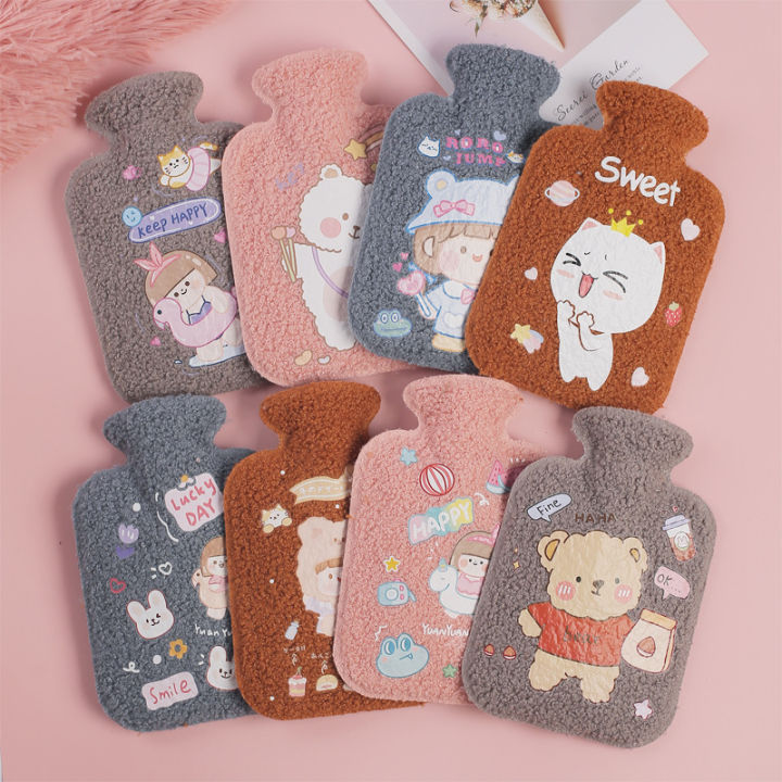 Cartoon Teddy Plush Water-Filled Hot Water Bag Water Injection Hand Warmer Warm Belly Heating Pad Plush Explosion-Proof Hot-Water Bag
