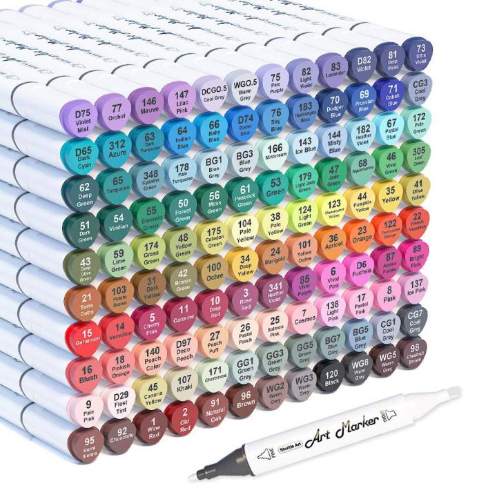 120 Colors Alcohol Markers Dual Tips Permanent Art Markers Pen for Kids & Adult, Alcohol-Based Highlighter Pen Sketch Markers for Painting, Coloring, Sketching and Drawing