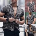 【BestGO】Floral Print Shirt Men Boho Street Style Hawaiian Short Sleeve Summer and Autumn. 