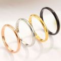 2mm Simple Titanium Steel Vein Ring Glossy Ring Female Couple Ring Ring Fine Stainless Steel Finger Ring Tide Jewelry. 