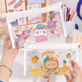 Waterproof Transparent Pencil Case Large Capacity PVC Pen Bag Korean Style Cute Cartoon Travel Pouches Kawaii Cosmetic Bag Makeup Storage School Supplies. 