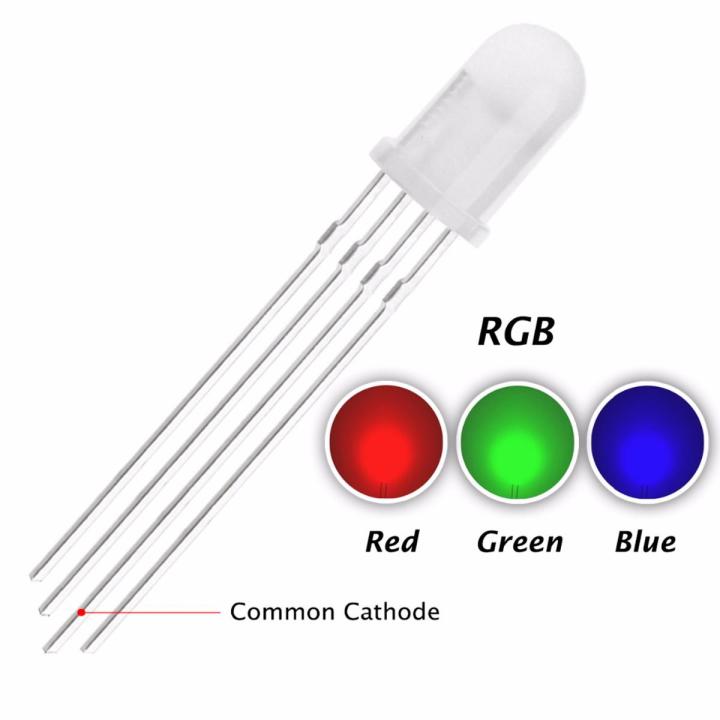 Pack of 5 RGB LED - 5mm - Common Cathode Light Emitting Diode