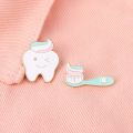 Creative Simple Toothbrush Toothpaste Tooth Combination Metal Paint Brooch Cartoon Cute Love Oral Series Badge Pin Jewelry. 