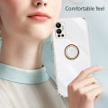Biruiqu for Infinix Hot 12 Back Cover Luxury 6D Plating Frame Shiny Bling Phone Pounch Soft Silicone Square Phone Case. 