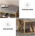 Grey Tufted Bench - Shoe Bench with 2 Comfortable Seats - Shoe Storage Organizer Tier Entryway Shoe Bench Organizing Rack with Velvet Cushion - Entryway Bench with Shoe Changing Stool - Perfect Corner Bench for Small Spaces and Narrow Storage Solutions. 