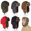 Mens Women Unisex Warm Trapper Aviator Trooper Earflap Winter Flaps Ski Hat New Hats Russian Ski Hat Faux Fur Hats. 